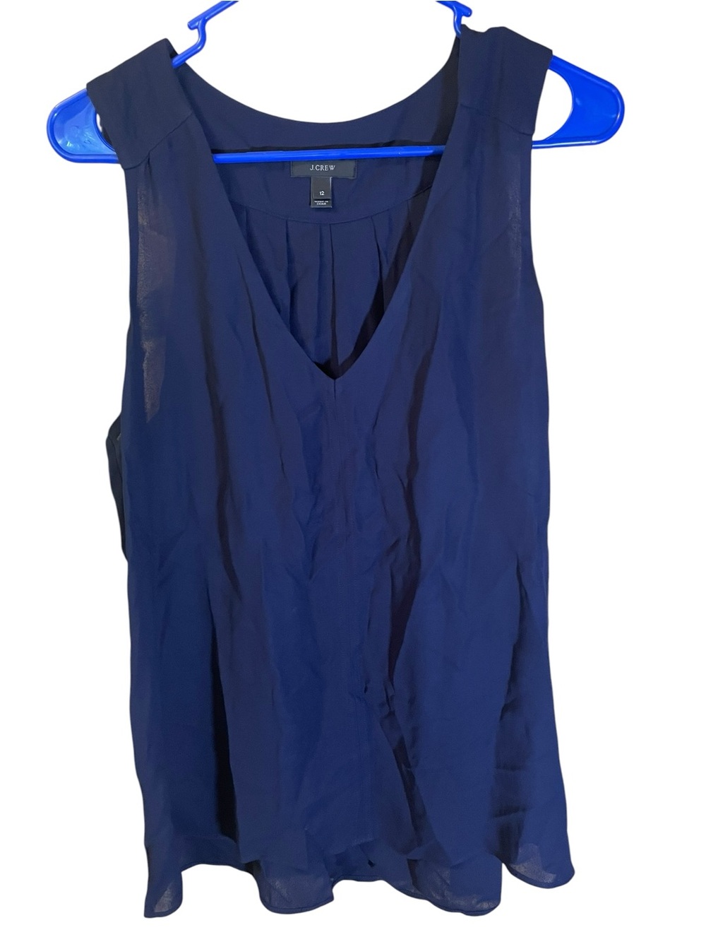J. Crew Navy Sleeveless V-Neck Chiffon Top
